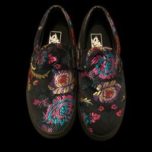 Embroidered flowered vans